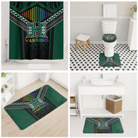 Hawaii Warriors Football Bathroom Set Rainbow Kakau Pattern Black