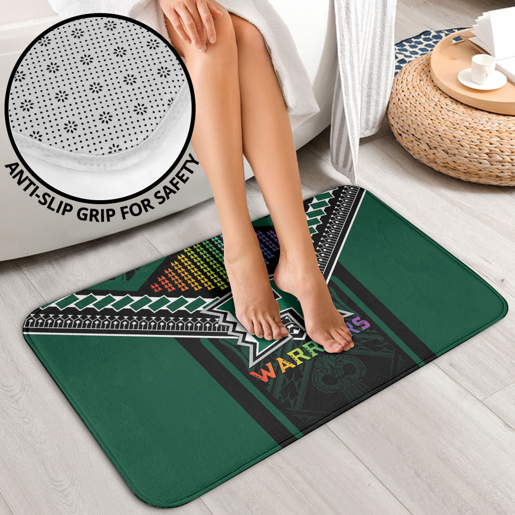 Hawaii Warriors Football Bathroom Set Rainbow Kakau Pattern Black