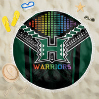 Hawaii Warriors Football Beach Blanket Rainbow Kakau Pattern Black