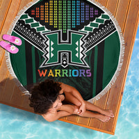 Hawaii Warriors Football Beach Blanket Rainbow Kakau Pattern Black