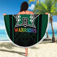 Hawaii Warriors Football Beach Blanket Rainbow Kakau Pattern Black