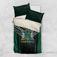Hawaii Warriors Football Bedding Set Rainbow Kakau Pattern Black LT05 US Twin 172cm x 218cm Black - Polynesian Pride
