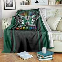 Hawaii Warriors Football Blanket Rainbow Kakau Pattern Black