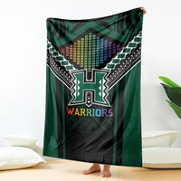 Hawaii Warriors Football Blanket Rainbow Kakau Pattern Black