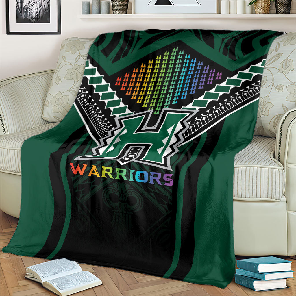 Hawaii Warriors Football Blanket Rainbow Kakau Pattern Black