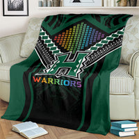 Hawaii Warriors Football Blanket Rainbow Kakau Pattern Black