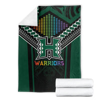 Hawaii Warriors Football Blanket Rainbow Kakau Pattern Black