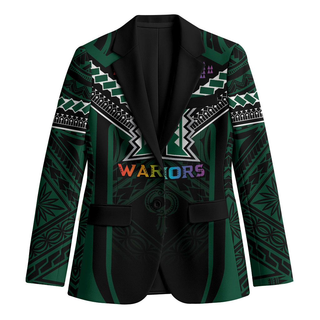 Custom Hawaii Warriors Football Blazer Rainbow Kakau Pattern Black