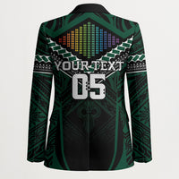 Custom Hawaii Warriors Football Blazer Rainbow Kakau Pattern Black