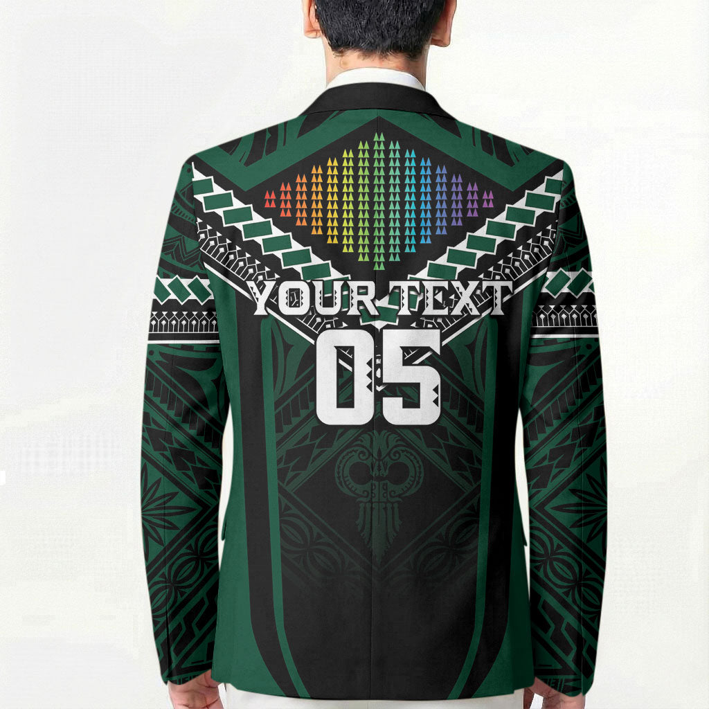 Custom Hawaii Warriors Football Blazer Rainbow Kakau Pattern Black