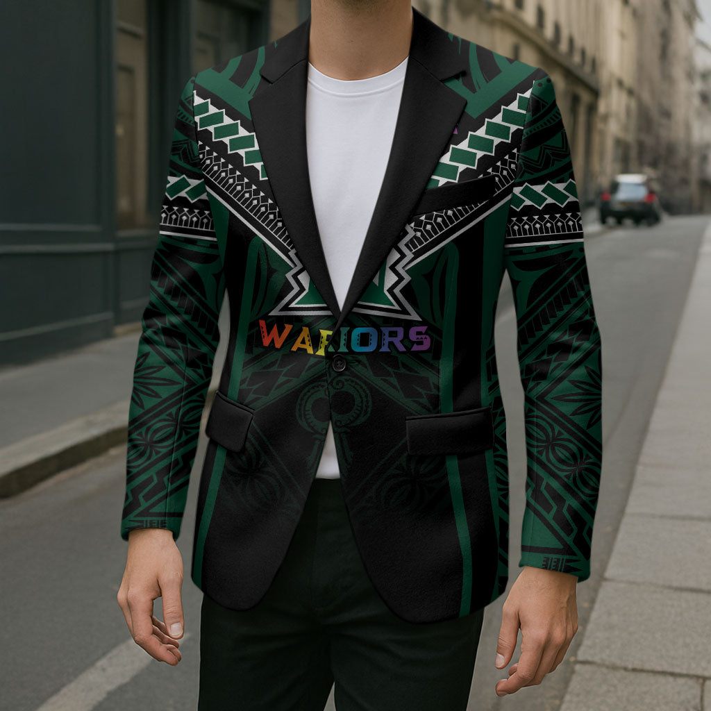 Custom Hawaii Warriors Football Blazer Rainbow Kakau Pattern Black
