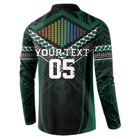 Custom Hawaii Warriors Football Button Sweatshirt Rainbow Kakau Pattern Black