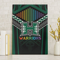 Hawaii Warriors Football Canvas Wall Art Rainbow Kakau Pattern Black
