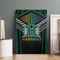 Hawaii Warriors Football Canvas Wall Art Rainbow Kakau Pattern Black