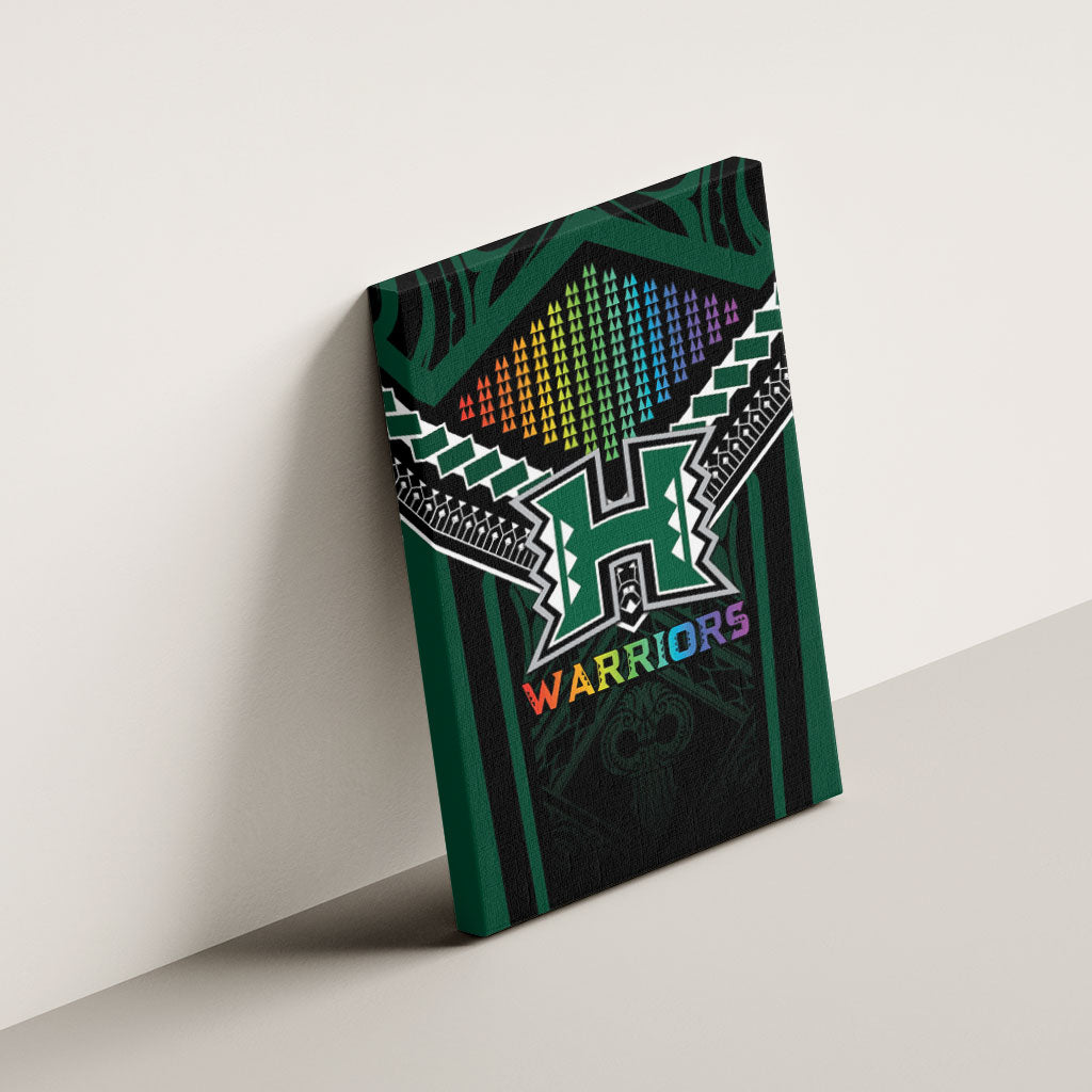 Hawaii Warriors Football Canvas Wall Art Rainbow Kakau Pattern Black