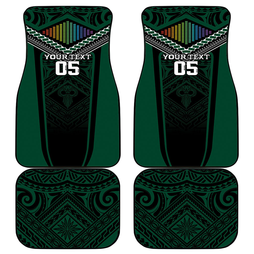 Custom Hawaii Warriors Football Car Mats Rainbow Kakau Pattern Black