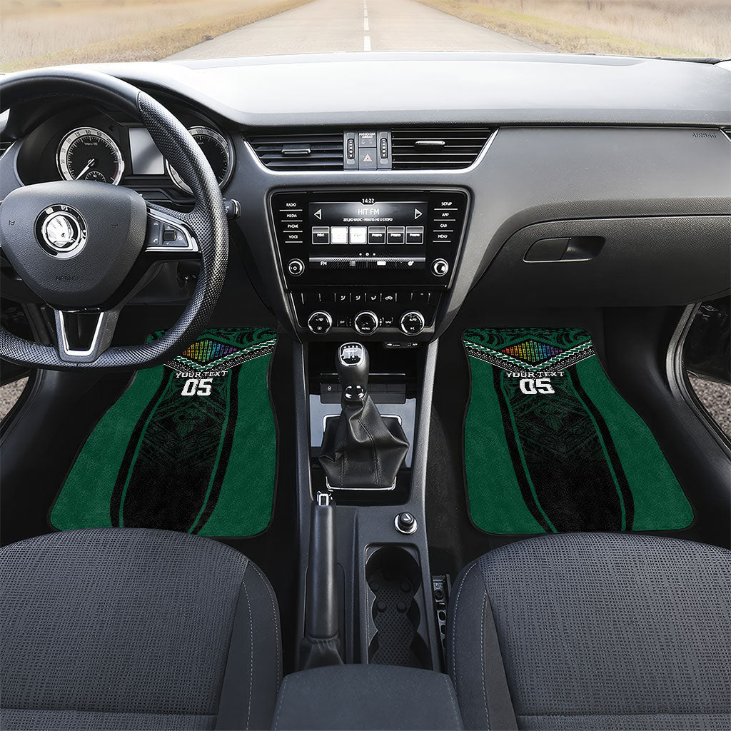 Custom Hawaii Warriors Football Car Mats Rainbow Kakau Pattern Black