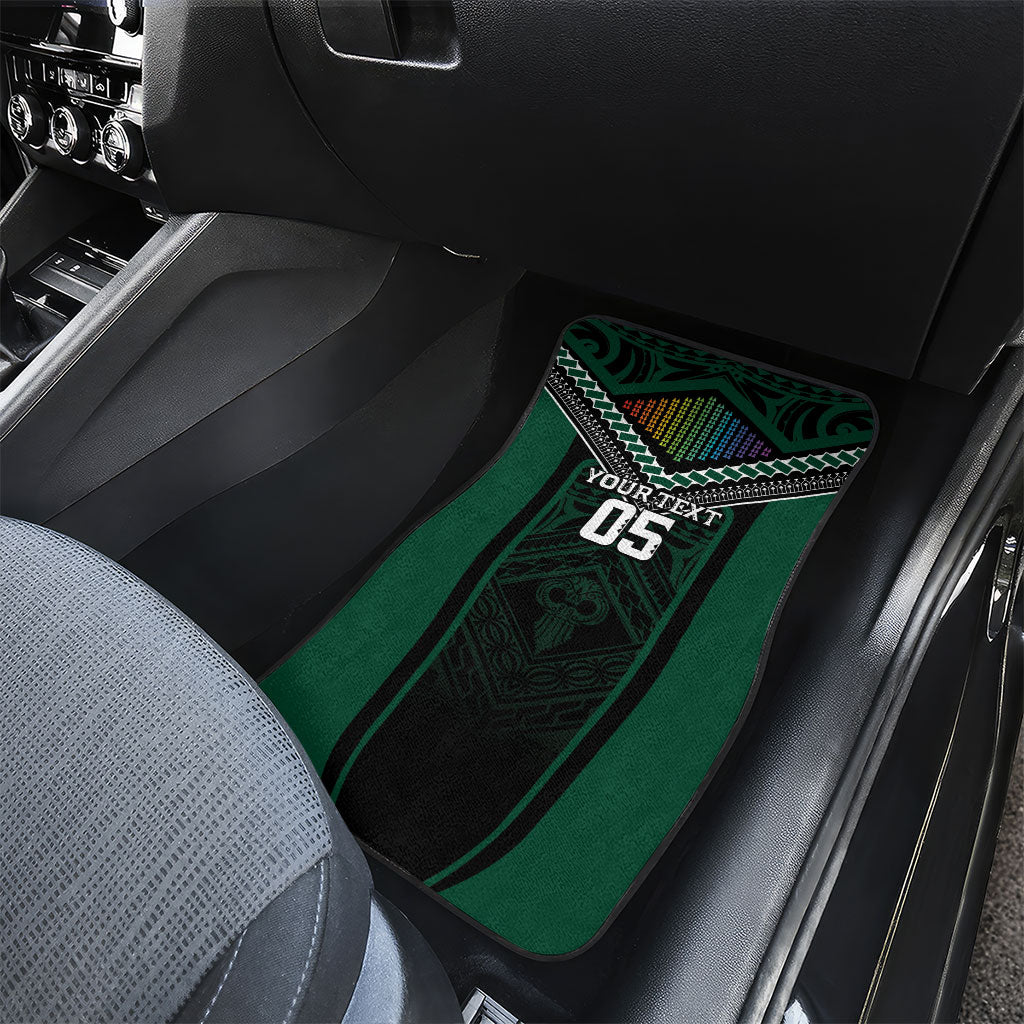 Custom Hawaii Warriors Football Car Mats Rainbow Kakau Pattern Black