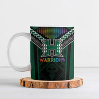 Custom Hawaii Warriors Football Ceramic Mug Rainbow Kakau Pattern Black