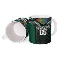 Custom Hawaii Warriors Football Ceramic Mug Rainbow Kakau Pattern Black