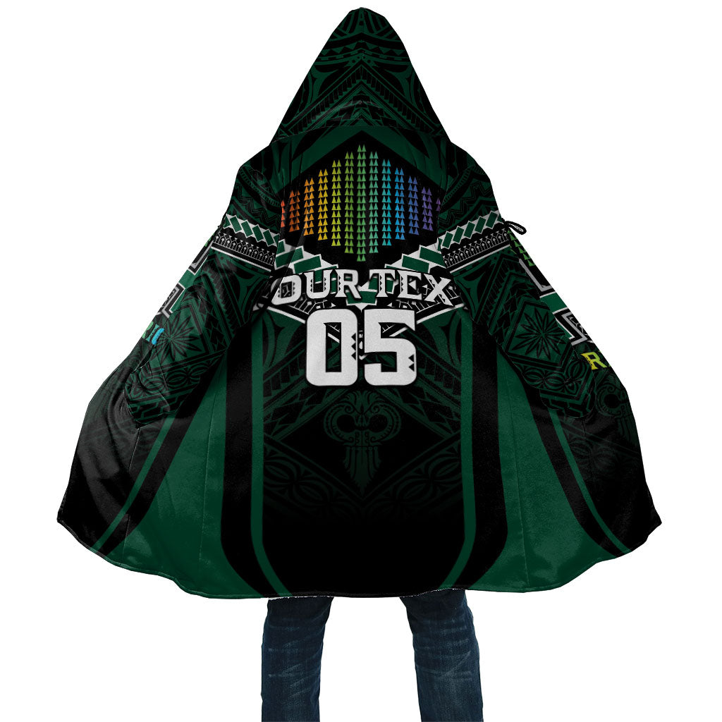 Custom Hawaii Warriors Football Cloak Rainbow Kakau Pattern Black