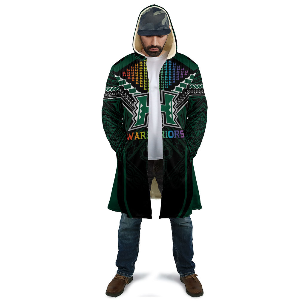 Custom Hawaii Warriors Football Cloak Rainbow Kakau Pattern Black