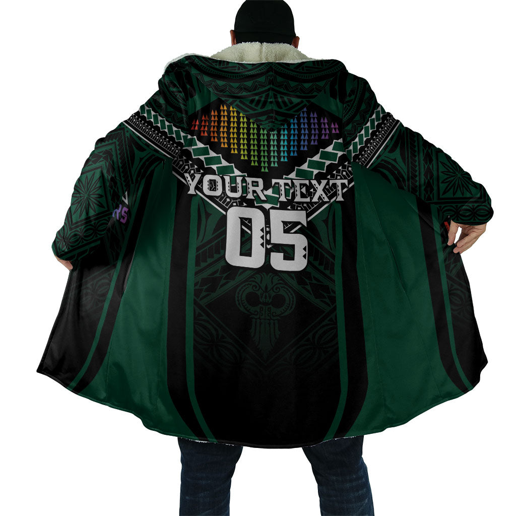 Custom Hawaii Warriors Football Cloak Rainbow Kakau Pattern Black