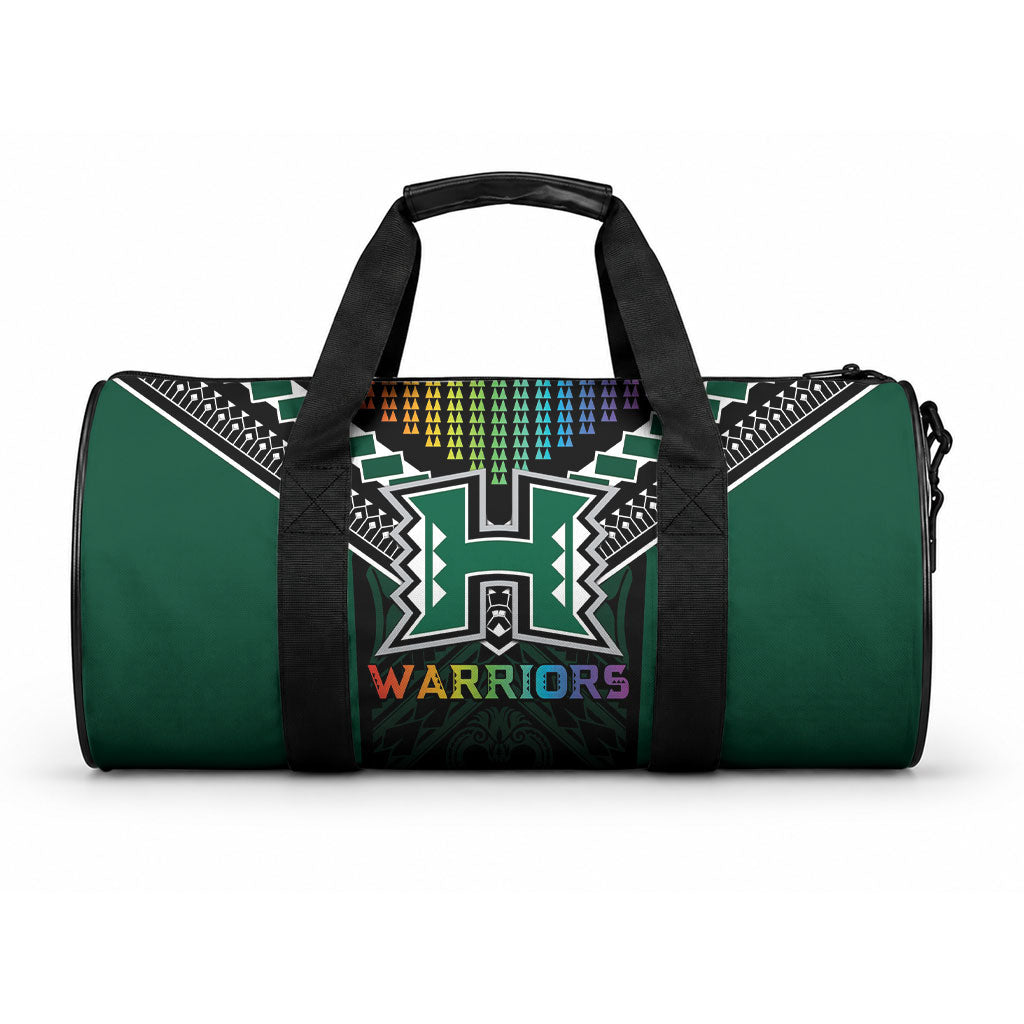 Hawaii Warriors Football Duffle Bag Rainbow Kakau Pattern Black