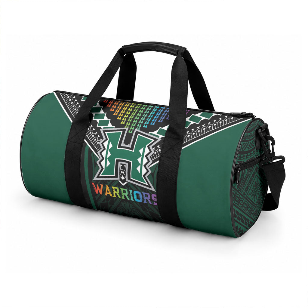 Hawaii Warriors Football Duffle Bag Rainbow Kakau Pattern Black