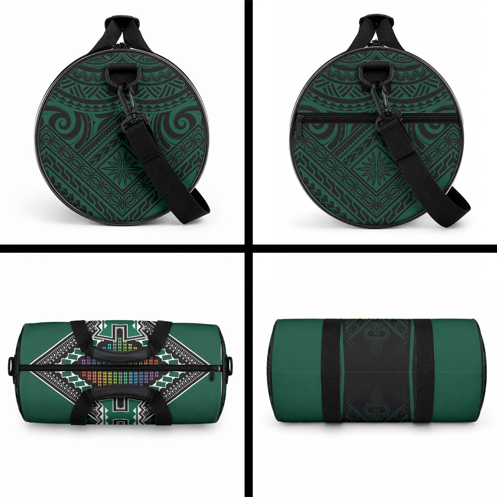 Hawaii Warriors Football Duffle Bag Rainbow Kakau Pattern Black