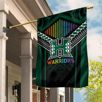 Hawaii Warriors Football Garden Flag Rainbow Kakau Pattern Black