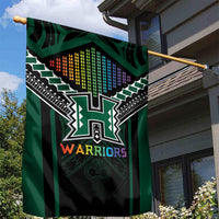 Hawaii Warriors Football Garden Flag Rainbow Kakau Pattern Black