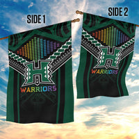 Hawaii Warriors Football Garden Flag Rainbow Kakau Pattern Black