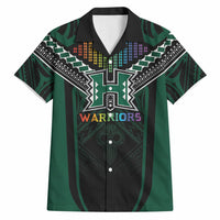 Custom Hawaii Warriors Football Hawaiian Shirt Rainbow Kakau Pattern Black