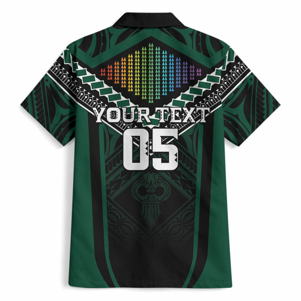 Custom Hawaii Warriors Football Hawaiian Shirt Rainbow Kakau Pattern Black