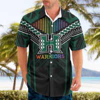 Custom Hawaii Warriors Football Hawaiian Shirt Rainbow Kakau Pattern Black