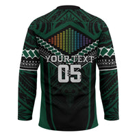 Custom Hawaii Warriors Football Hockey Jersey Rainbow Kakau Pattern Black