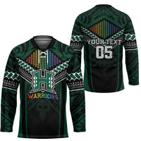 Custom Hawaii Warriors Football Hockey Jersey Rainbow Kakau Pattern Black