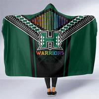 Hawaii Warriors Football Hooded Blanket Rainbow Kakau Pattern Black