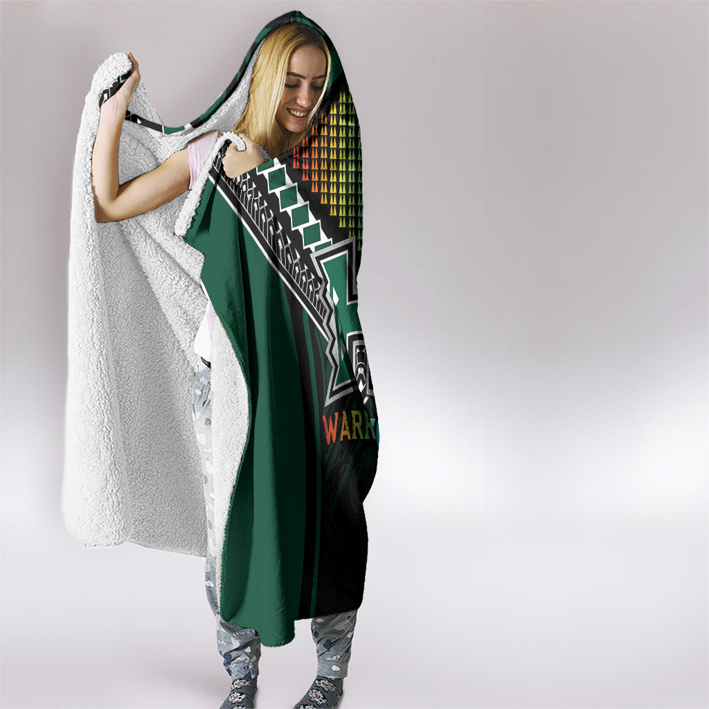 Hawaii Warriors Football Hooded Blanket Rainbow Kakau Pattern Black