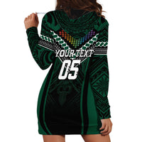 Custom Hawaii Warriors Football Hoodie Dress Rainbow Kakau Pattern Black LT05 - Polynesian Pride