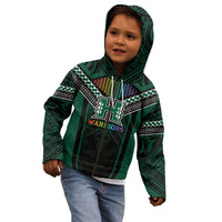 Custom Hawaii Warriors Football Kid Hoodie Rainbow Kakau Pattern Black
