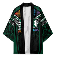 Custom Hawaii Warriors Football Kimono Rainbow Kakau Pattern Black