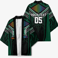 Custom Hawaii Warriors Football Kimono Rainbow Kakau Pattern Black