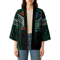 Custom Hawaii Warriors Football Kimono Rainbow Kakau Pattern Black