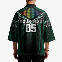 Custom Hawaii Warriors Football Kimono Rainbow Kakau Pattern Black