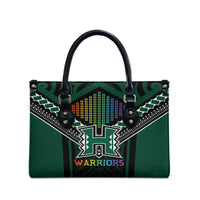 Hawaii Warriors Football Leather Bag Rainbow Kakau Pattern Black