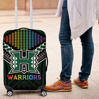 Hawaii Warriors Football Luggage Cover Rainbow Kakau Pattern Black