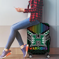 Hawaii Warriors Football Luggage Cover Rainbow Kakau Pattern Black