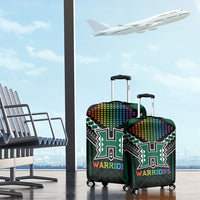 Hawaii Warriors Football Luggage Cover Rainbow Kakau Pattern Black
